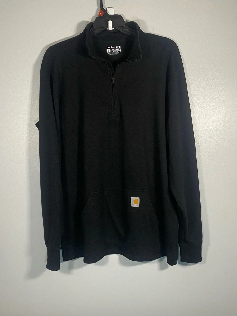Carhartt Men's Black Half-Zip Pullover with Kangaroo Pocket